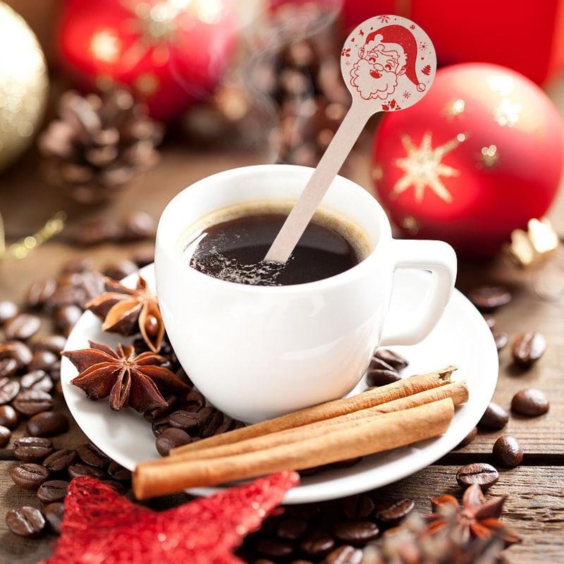 mifengda 120Pcs Christmas Coffee Stir Sticks Wooden Cocktail Stirrers Disposable Drink Stirrers Round Wooden Milk Stirrers 6 Inch Christmas Wooden Stir Sticks for Coffee Beverages Cocktail Chocolate Hot Drinks - Image 4